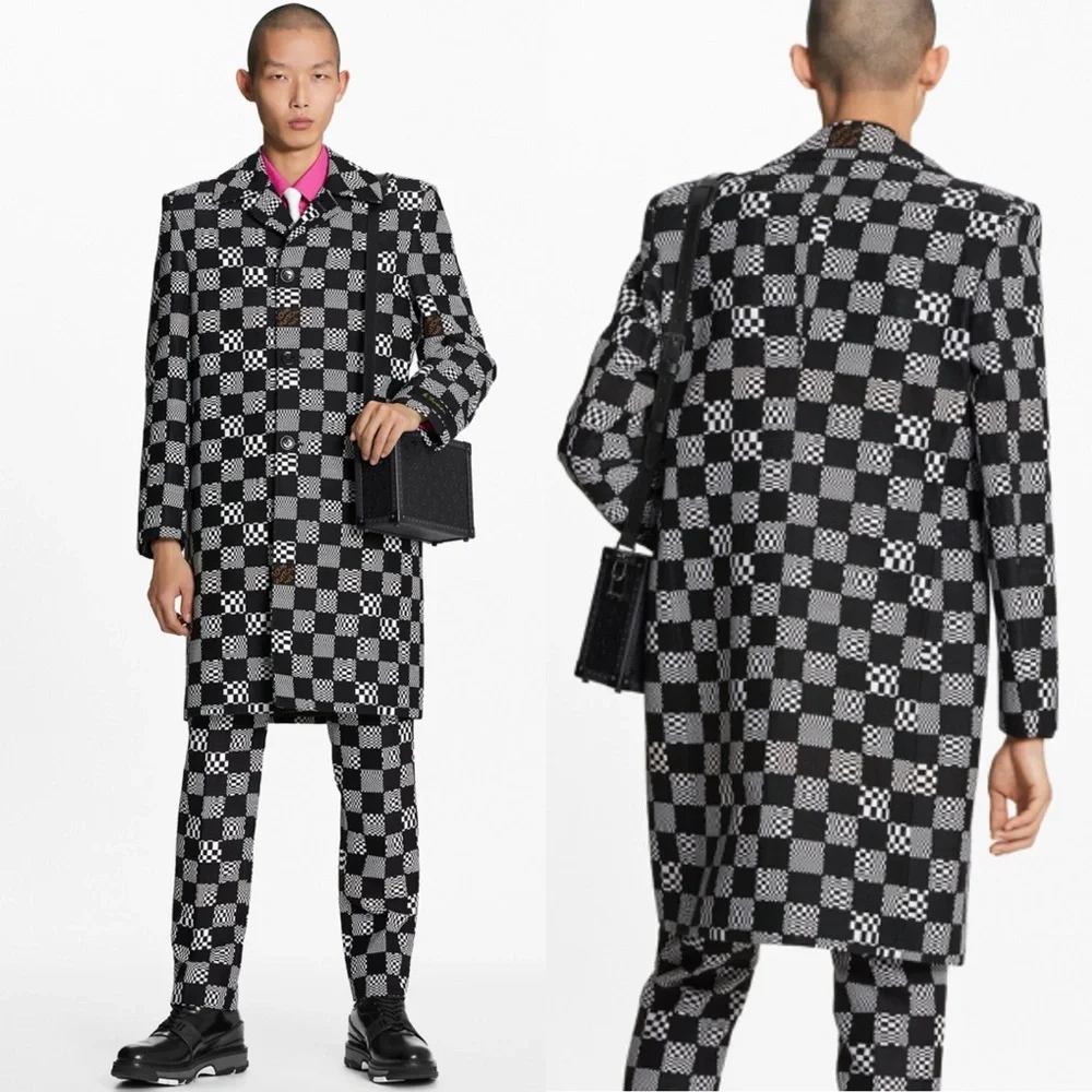 Louis Vuitton Runway Distorted Damier Car Coat - 48 - Picture 2 of 6